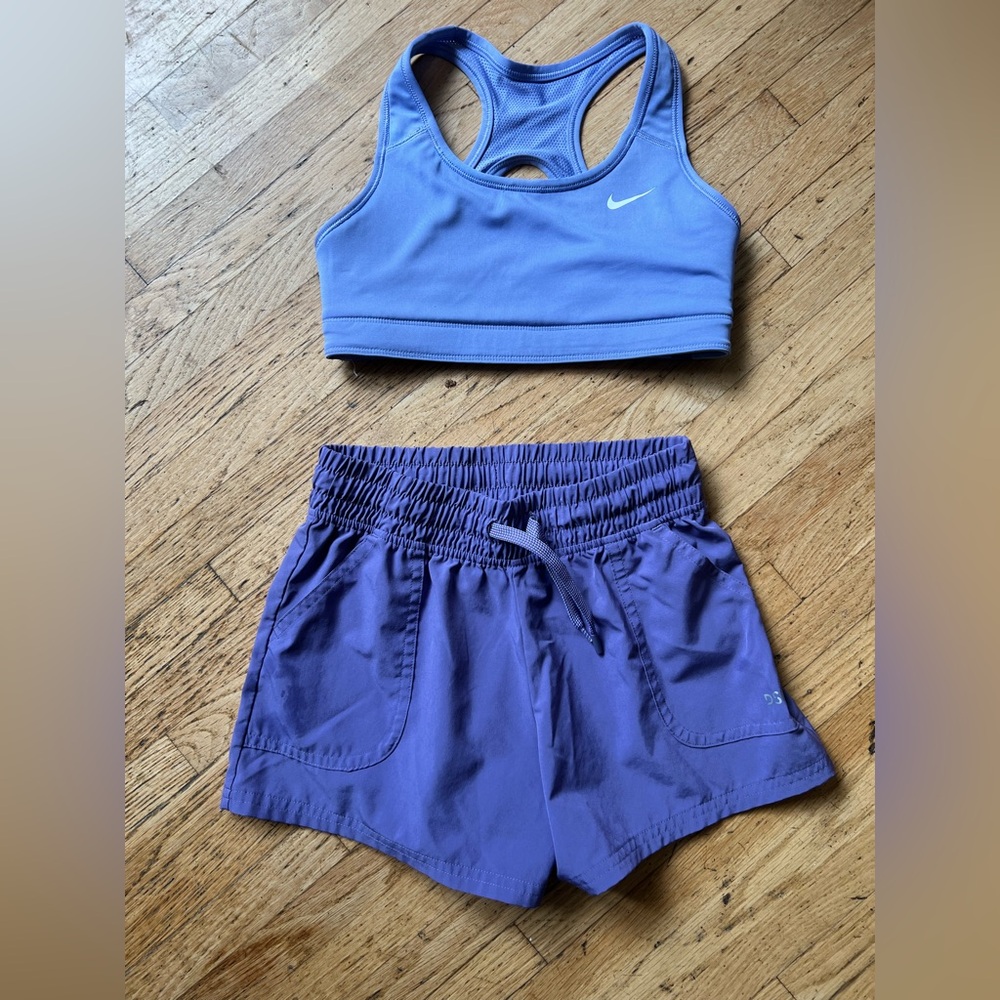 DSG Kids Purple Shorts and Matching Nike Reversible Sports Bra